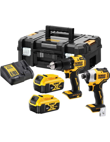 Pack Perceuse + Visseuse à choc + 2 batteries Li-Ion 18V +. Chargeur + Coffret TSTAK gamme XR Dewalt