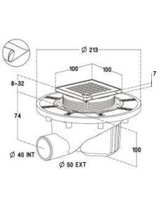 Siphon de sol plat sicax10ihnc sh+grille 2