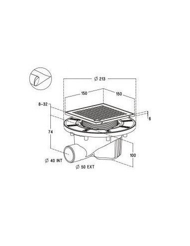 Siphon de sol plat sicax15ihnc sh+grille