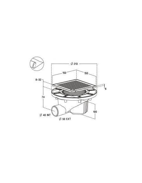 Siphon de sol plat sicax15ihnc sh+grille