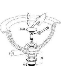 Bonde clic clac vasque à poser sur plan 2