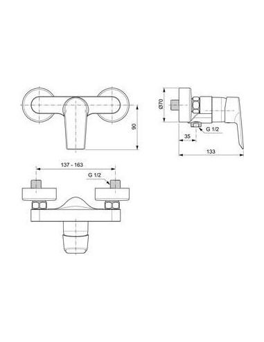 Tesi mitigeur douche mural chr