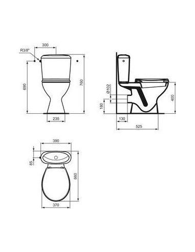 Pack WC Porcher Noe 3/6l sortie horizontale