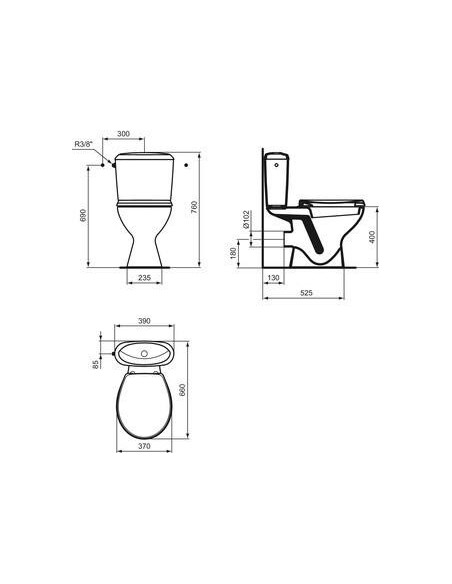 Pack WC Porcher Noe 3/6l sortie horizontale Pack WC Porcher Noe 3/6l sortie horizontale