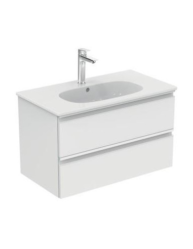 Tesi meuble 80x44 2 tiroirs blanc laque