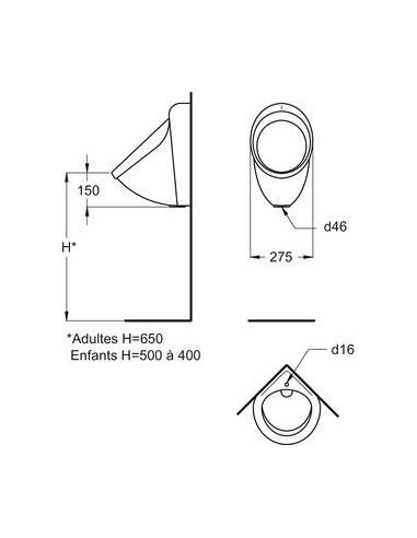 Collectivite urinoir applique