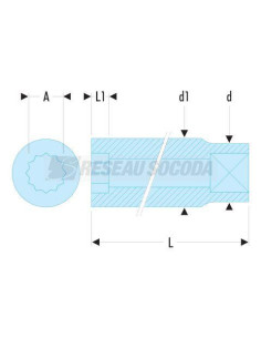 Facom douille 3/8 12pans 21mm