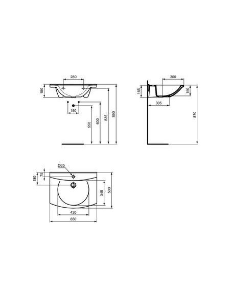 Matura lavabo 65x50 ss tp blc